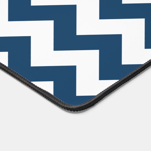 ネイビージャグザグザグネイ、ネイビージャブロン、幾何学模様 デスクマット (コーナー)