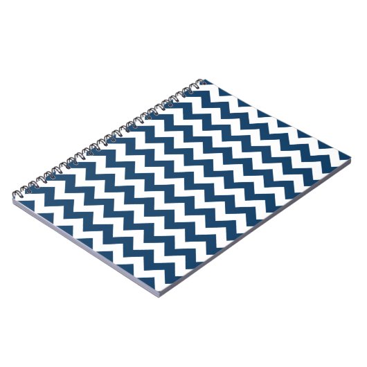 ネイビージャグザグザグネイ、ネイビージャブロン、幾何学模様 ノートブック (左側)