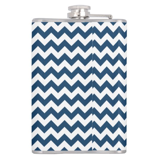 ネイビージャグザグザグネイ、ネイビージャブロン、幾何学模様 フラスク (裏面)