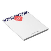 ネイビージャンシェブロンコーラルレッドクローバー3モノグラム ノートパッド (アングル)