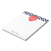 ネイビージャンシェブロンコーラルレッドクローバー3モノグラム ノートパッド (回転)