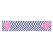 ネイビージャンシェブロンホットピンク#2クローバー3モノグラム ショートテーブルランナー (横)