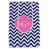 ネイビージャンシェブロンホットピンク#2クローバー3モノグラム ミディアムペーパーバッグ (裏面)