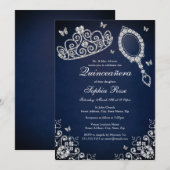 ネイビージュエルティアラミラーバタフライキンセアニエラ 招待状 (正面/裏面)