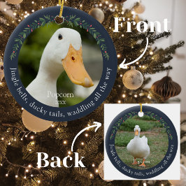 ネイビージンルベルペットダッククリスマス セラミックオーナメント