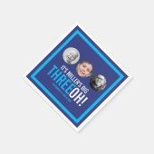 ネイビースカイブルー30th Three OH！写真誕生日 スタンダードカクテルナプキン (角)