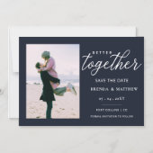 ネイビースクリプトの組み合わせミニマルのシンプル写真 マグネット招待状 (正面)