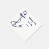 ネイビースケ航海のッチいかりモノグラム | 結婚s スタンダードカクテルナプキン (角)