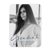 ネイビースタイリッシュスクリプト卒業発表写真 マグネット (縦)