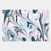 ネイビースタイリッシュピンクのマルブリードアクリル系の注ぎ込み ラッピングペーパーシート (正面3)