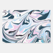 ネイビースタイリッシュピンクのマルブリードアクリル系の注ぎ込み ラッピングペーパーシート (正面2)