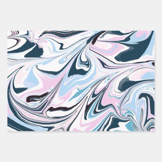 ネイビースタイリッシュピンクのマルブリードアクリル系の注ぎ込み ラッピングペーパーシート (正面2)