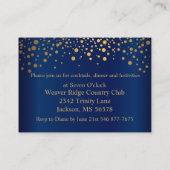 ネイビースタイリッシュブルーの金ゴールド紙吹雪ドット エンクロージャーカード (裏面)