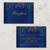 ネイビースタイリッシュブルーの金ゴールド紙吹雪ドット エンクロージャーカード (正面/裏面)