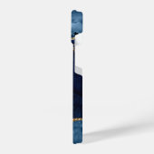 ネイビースタイリッシュブルーアゲイト金ゴールドスクリプトモノグラム iPhoneケース (左側面)