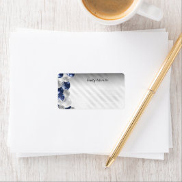 ネイビースタイリッシュブルーシルバーバルーングリッター誕生日 ラベル