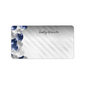 ネイビースタイリッシュブルーシルバーバルーングリッター誕生日 ラベル (正面)