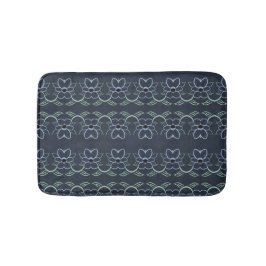 ネイビースタイリッシュブルーフローラマット バスマット