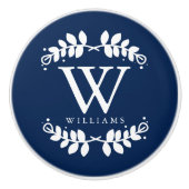 ネイビースタイリッシュブルーモノグラム セラミックノブ (正面)