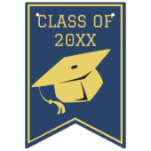 ネイビースタイリッシュブルー卒業党の高級金ゴールド バンティングフラッグ (第3の旗)