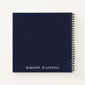 ネイビースタイリッシュブルー金ゴールドモノグラム書道 ノートブック (裏面)