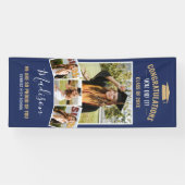 ネイビースタイリッシュブルー4フォトコラージュ卒業 横断幕 (横)