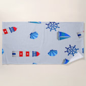 ネイビースタイルのビーチ日 ビーチタオル (正面)