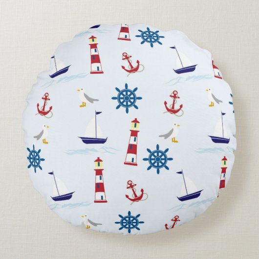 ネイビースタイルアクセント枕 ラウンドクッション (正面)