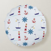 ネイビースタイルアクセント枕 ラウンドクッション (裏面)