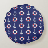 ネイビースタイルアクセント枕 ラウンドクッション (裏面)