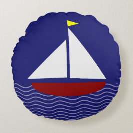 ネイビースタイルアクセント枕 ラウンドクッション