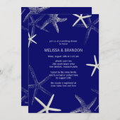 ネイビースターフィッシュデザイナーウェディングシャワー招待状 招待状 (正面/裏面)