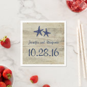 ネイビースターフィッ素朴ドリフトウッドビーチ結婚式 スタンダードカクテルナプキン (インサイチュ)