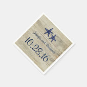 ネイビースターフィッ素朴ドリフトウッドビーチ結婚式 スタンダードカクテルナプキン (角)