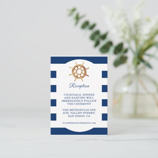 ネイビーステアリングホイ航海のールウェディングレセプション エンクロージャーカード (スタンド正面)