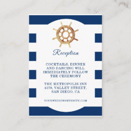 ネイビーステアリングホイ航海のールウェディングレセプション エンクロージャーカード
