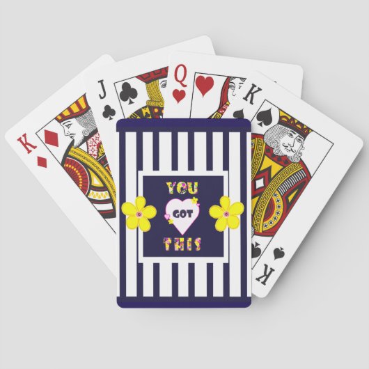 ネイビーストライプのノートブライトイエローアートフラワー トランプ (裏面)