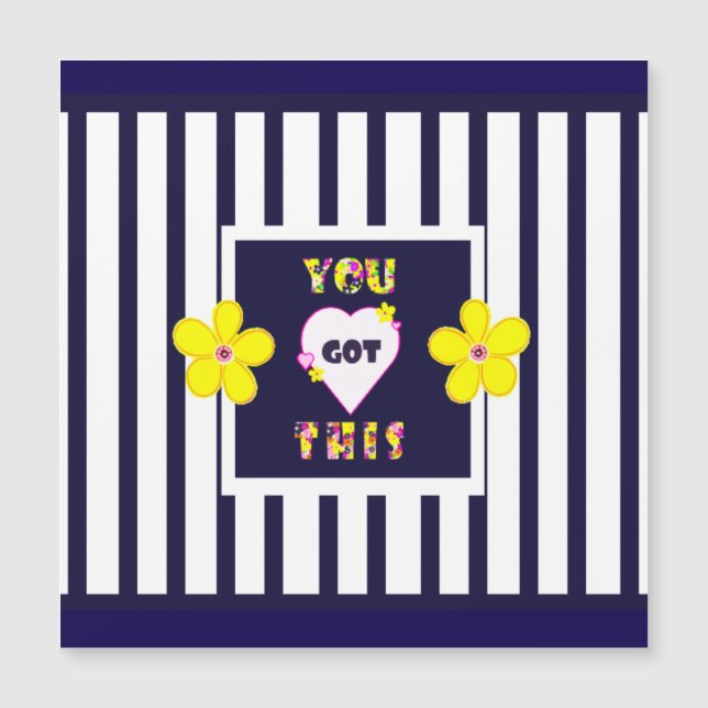 ネイビーストライプのブライトイエローアートフラワー (正面)