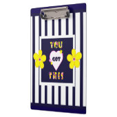 ネイビーストライプのブライトイエローアートフラワー クリップボード (左)