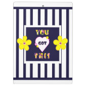 ネイビーストライプのブライトイエローアートフラワー クリップボード (裏面)