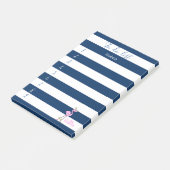 ネイビーストライプのブルー，ピンクフラミンゴ，一覧へ ポストイット (アングル)