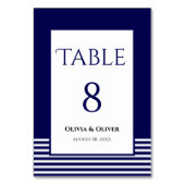 ネイビーストライプのブ結婚ルーの表番号 テーブルナンバー (正面)