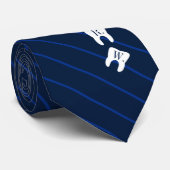 ネイビーストライプの歯科初期化歯 ネクタイ (ロール)