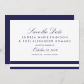 ネイビーストライプの結婚式の招待状（保存版） セーブザデート (正面/裏面)