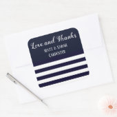ネイビーストライプの・ホワ結婚イの感謝していステッカー スクエアシール (封筒)