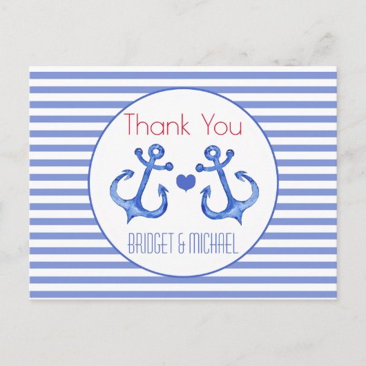 ネイビーストライプアンカー | 感謝の気持ちを伝えるポストカード ポストカード (正面)