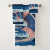 ネイビーストライプウェルカムオンボードウェーブライフブイ バスタオルセット (インサイチュ)