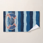 ネイビーストライプウェルカムオンボードウェーブライフブイ バスタオルセット (ハンドタオル)