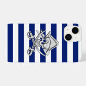ネイビーストライプクローム海賊ドクロプリント Case-Mate iPhoneケース (裏面 (横))