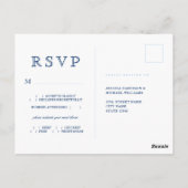 ネイビーストライプズのステアリング航海のウェディングRSVP ポストカード (裏面)
